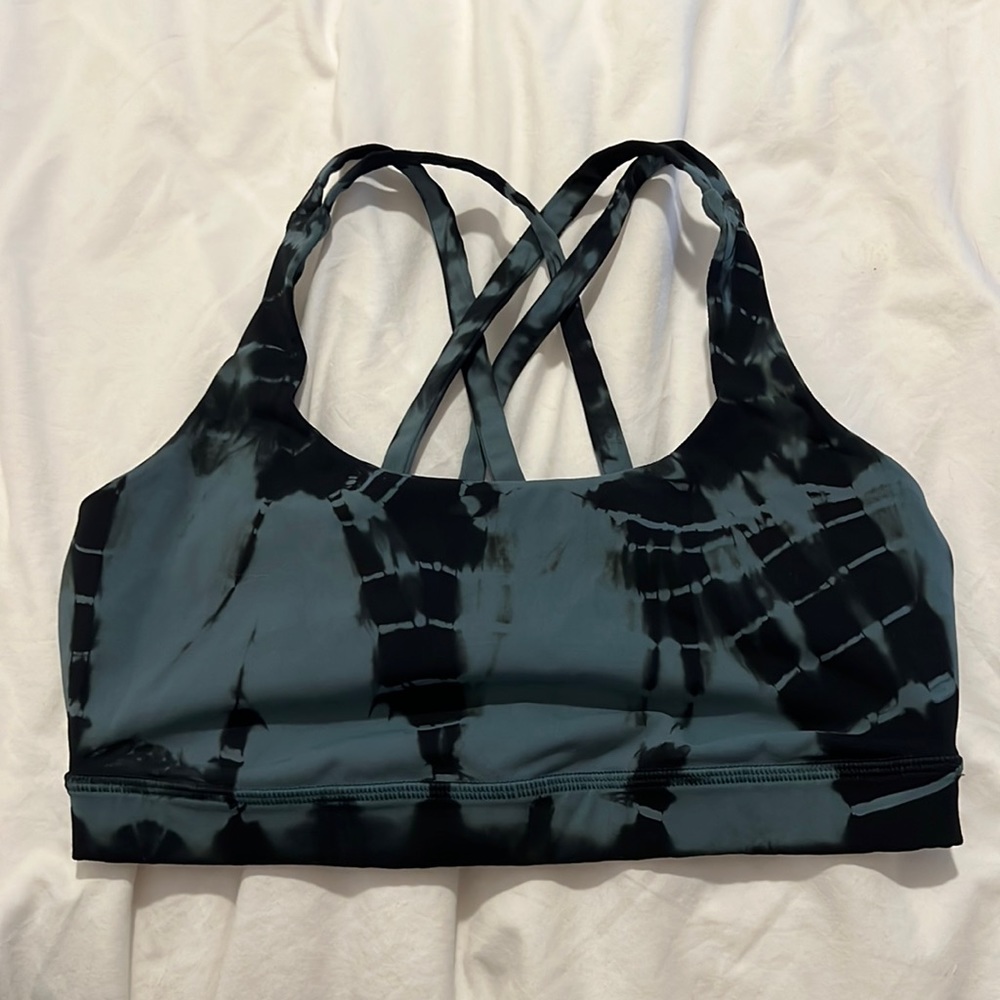 Blue and black tie dye lululemon sports bra size 4